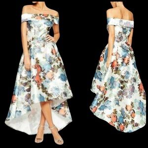 Chi Chi London Off Shoulder Floral High Low Sauna Dress UK 8 US 4 Midi